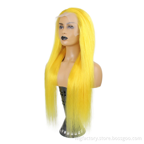 wholesale 30 inch straight brazilian human hair wigs,lace wigs 100% virgin human hair, yellow color highlight lace front human h